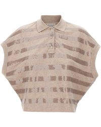 Brunello Cucinelli - Sequin Striped Polo Shirt - Lyst