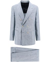 Brunello Cucinelli - Linend Striped Double-Breasted Suit - Lyst