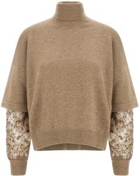 Brunello Cucinelli - Sequin Sleeve Sweater - Lyst