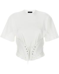 Mugler - Corset T Shirt Bianco - Lyst