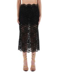 Rabanne - Lace Midi Skirt-Donna - Lyst