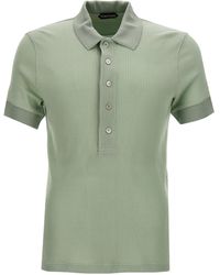 Tom Ford - Ribbed Viscose Shirt Polo Verde - Lyst