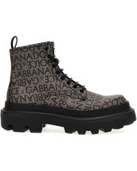 Dolce & Gabbana - Jacquard Logo Combat Boots - Lyst