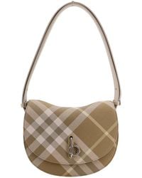 Burberry - Coated Canvas Shoulder Bag With Check Motif - Lyst