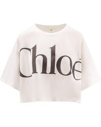 Chloé - Cropped Boxy Logo T-Shirt - Lyst
