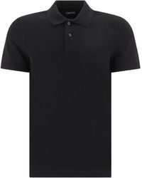 Tom Ford - Polo in piquet nero - Lyst