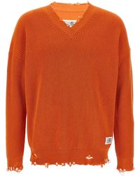 MM6 by Maison Martin Margiela - Relaxed-Fit Distressed Cotton Knit Sweater - Lyst