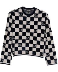 Emporio Armani - Check Crewneck Sweater - Lyst