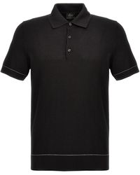 Brioni - Textured Shirt Polo Nero - Lyst