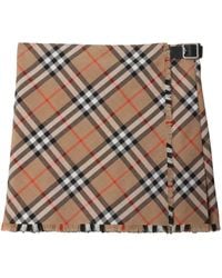 Burberry - Check Wool Blend Mini Skirt Clothing - Lyst