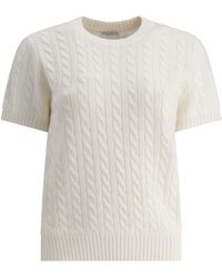 Brunello Cucinelli - Cashmere Cable Knit Short Sleeve Sweater - Lyst