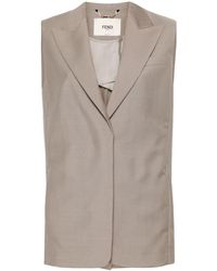 Fendi - Embroidered Logo Mohair Wool Waistcoat - Lyst