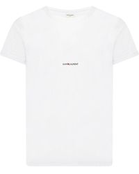 Saint Laurent - Logo-print Crewneck Cotton-jersey T-shirt - Lyst