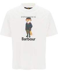 Barbour - T Shirt Girocollo Fox Beaufort Maison Kitsuné - Lyst