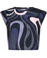 PUCCI - Marble-Print Cropped T-Shirt Clothing - Lyst
