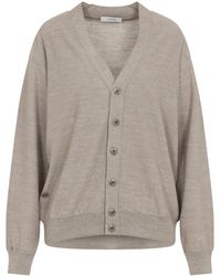Lemaire - Light Taupe Wool Relaxed Twisted Cardigan - Lyst