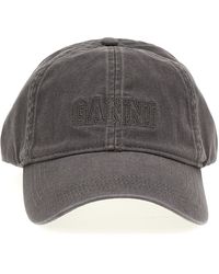 Ganni - Logo Embroidery Cap Cappelli Grigio - Lyst