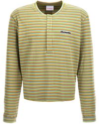 Bluemarble - Peach Skin Stripe Henley Sweater, Cardigans - Lyst
