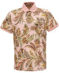 Etro - Floral Print Shirt Polo Rosa - Lyst