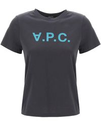 A.P.C. - T-Shirt With Flocked Vpc Logo - Lyst