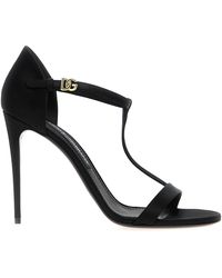 Dolce & Gabbana - Silk Blend Satin Tbar Sandals - Lyst