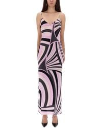 PUCCI - Printed Silk Long Dress - Lyst