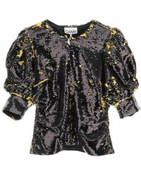 Ganni - Two-tone Sequin Top - Lyst