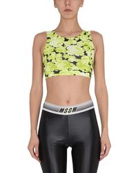 MSGM - TOP CROPPED CON STAMPA FLOREALE - Lyst