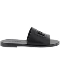 Dolce & Gabbana - Leather Sliders With Logo - Lyst