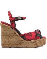 Dolce & Gabbana - Lolita Canvas Wedge Sandal - Lyst