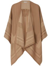 Fendi - Wool And Cashmere Poncho With Jacquard Manufacturing-Donna - Lyst