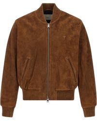 Ami Paris - Suede Bomber Jacket Puffer Jackets-Uomo - Lyst
