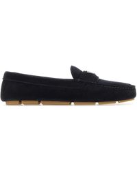 Prada - Dark Suede Loafers - Lyst