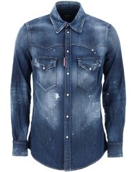 DSquared² - Western Shirt In Used Denim - Lyst