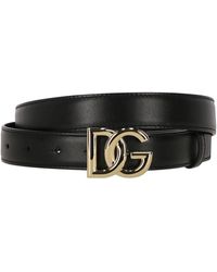 Dolce & Gabbana Cintura in pelle liscia con fibbia logo - Nero