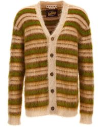 Marni - Striped Mohair Cardigan Sweater, Cardigans - Lyst
