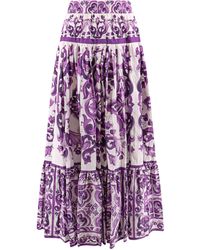 Dolce & Gabbana - Gonna Lunga Stampa Maiolica - Lyst