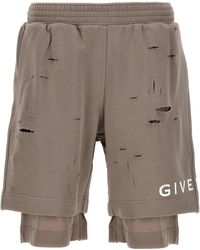 Givenchy - Destroyed Effect Bermuda Shorts Bermuda, Short Grigio - Lyst