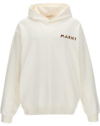 Marni - Logo Print Hoodie Felpe Bianco - Lyst