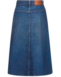 Chloé Long Denim Skirt in Blue | Lyst