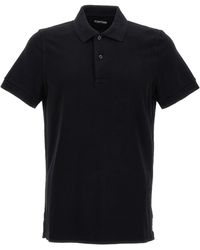 Tom Ford - Polo in piquet nero - Lyst
