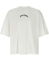 Palm Angels - Curved Logo T Shirt Bianco/Nero-Uomo - Lyst