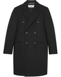 Saint Laurent - Cappotto In Lana Doppiopetto - Lyst