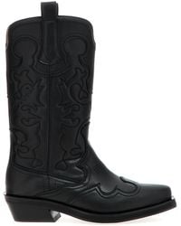 Ganni - Embroidered Western Boots - Lyst