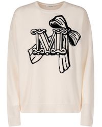 Max Mara - Wool And Cashmere Pullover With Velvet Effect Embroidery - Lyst