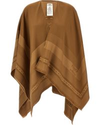 Fendi - Jacquard Poncho Mantelle Marrone-Donna - Lyst