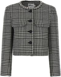 Self-Portrait - Houndstooth Crystal Trim Blazers Bianco/Nero-Donna - Lyst