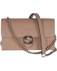 Gucci - Interlocking Shoulder Bag GG Small Beige Leather - Lyst
