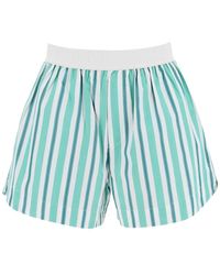 Ganni - Striped Shorts With Elastic Waistband - Lyst