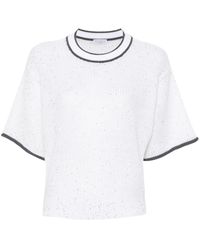 Brunello Cucinelli - Knitted Top With Contrasting Edges - Lyst